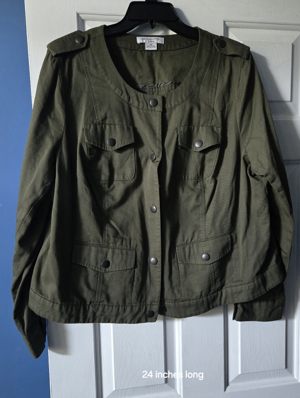 Liz Claiborne Olive Green Utility Crop Jacket